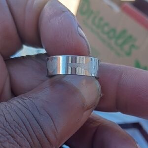 Silver Stainless Steel Heart Pattern Men's Ring